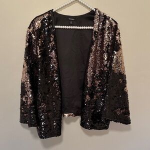 Black & Rose Gold Sequin Open-Front Jacket/Bolero TORRID Size 1/2